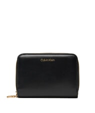 CALVIN KLEIN HARDWARE MONOGRAM portefeuille en cuir sur noir - Portefeuilles Femme - 1