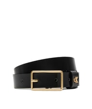CALVIN KLEIN CLASSIC BUCKLE ceinture en cuir noir / or clair antique - Ceintures - 1