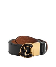 COCCINELLE C-ME MARBLE  ceinture en cuir noir/cognac - Ceintures - 1