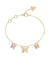 GUESS CHRYSALIS Bracelet &agrave; plusieurs breloques, motif papillon jaune dor&eacute;/rose clair - Bracelets - 1