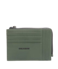 PIQUADRO CORNER SPECIALE GOMMATO Porte-carte Zip VERT - Portefeuilles Homme - 1