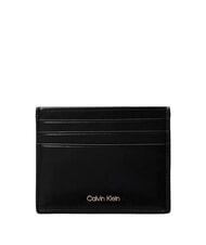 CALVIN KLEIN RAISED LOGO porte-cartes en cuir plat sur noir - Portefeuilles Homme - 1