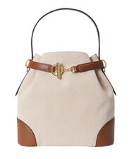 RALPH LAUREN BLAIKE Sac &agrave; main avec bandouli&egrave;re, sac seau toile blanche/beige - Sacs pour Femme - 1