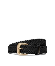 CALVIN KLEIN CLASSIC BUCKLE ceinture en cuir noir / or clair antique - Ceintures - 1