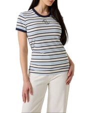 GUESS STRIPED MINI 4G LOGO T-shirt ray&eacute; blanc cr&egrave;me et ombre - T-shirt - 1