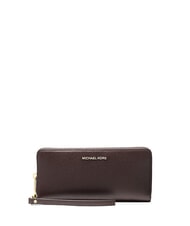 MICHAEL KORS JET SET Grand portefeuille en cuir zipp&eacute; brun - Portefeuilles Femme - 1