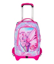 SJGANG PLUSHY RABBIT Sac &agrave; dos trolley &agrave; 3 roues, amovible poup&eacute;e rose - Sacs &agrave; dos &agrave; roulettes - 1