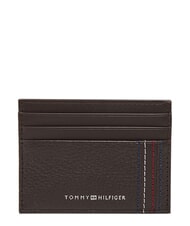 TOMMY HILFIGER TH CENTRAL Porte-cartes de cr&eacute;dit en cuir caf&eacute; en grains - Portefeuilles Homme - 1