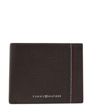 TOMMY HILFIGER TH CENTRAL Portefeuille avec porte-cartes, en cuir caf&eacute; en grains - Portefeuilles Homme - 1