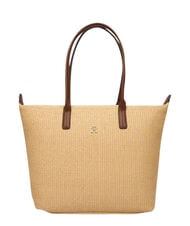 TOMMY HILFIGER POPETTE Sac cabas bandouli&egrave;re, XL mono sable - Sacs pour Femme - 1