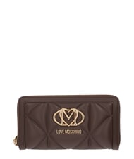 LOVE MOSCHINO EMBOSSED Grand portefeuille zipp&eacute; chocolat - Portefeuilles Femme - 1