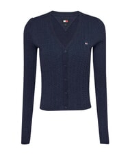 TOMMY HILFIGER TH JEANS cardigan &agrave; manches longues bleu marine nuit noire m&eacute;lang&eacute; - Chandails pour femmes - 1