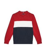 TOMMY HILFIGER TH Pull en coton &agrave; col rond blocs de couleur rwb - Tee-shirt enfant - 1