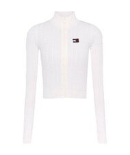 TOMMY HILFIGER TH JEANS Pull &agrave; fermeture &eacute;clair int&eacute;grale blanc ancien - Chandails pour femmes - 1