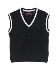 TOMMY HILFIGER TH Gilet en maille, col en V ciel du d&eacute;sert - Pulls pour enfants - 1