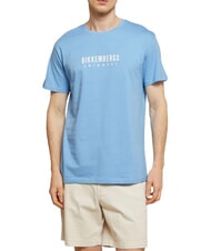 BIKKEMBERGS ICONIC T-shirt en coton, manches courtes azur&eacute; - T-shirt - 1