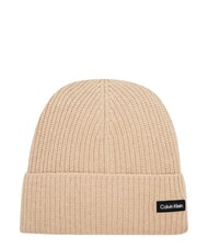 CALVIN KLEIN ESSENTIAL PATCH Chapeau en laine m&eacute;lang&eacute;e beige - Bonnets - 1