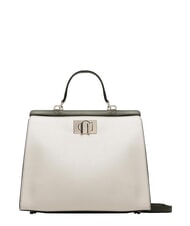 FURLA 1927 Sac shopping &agrave; poign&eacute;e sup&eacute;rieure perle et + noir + sauge c - Sacs pour Femme - 1