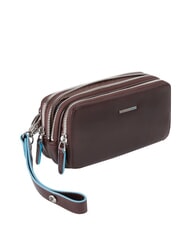 PIQUADRO BLUE SQUARE  Pochette en cuir ACAJOU - Pochettes & Trousses - 1