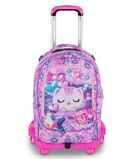 SJGANG GLOWCAT Sac &agrave; dos &agrave; roulettes d&eacute;tachable lilas doux - Sacs &agrave; dos &agrave; roulettes - 1