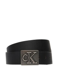 CALVIN KLEIN SSNL MONO ceinture en cuir noir/argent antique - Ceintures - 1