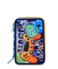 SJGANG JOYFUL PINS BOY Trousse &agrave; crayons avec kit scolaire Impression bleu - &Eacute;tuis et Accessoires - 1