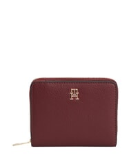 TOMMY HILFIGER TH ICON portefeuille pliable velours bordeaux - Portefeuilles Femme - 1