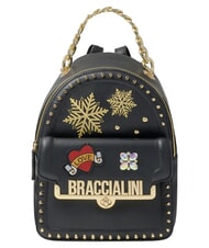 BRACCIALINI ROCK Sac &agrave; dos avec poche avant &agrave; clip noir - Sacs pour Femme - 1