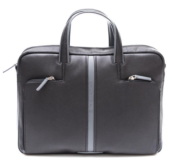 PIQUADRO Porte document En cuir ; pour notebook jusqu'à 13'' Noir / Gris - Porte Documents Travail