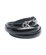 CALVIN KLEIN ROUND CK BUCKLE ceinture en cuir noir / nickel antique - Ceintures - 1