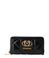 LOVE MOSCHINO EMBOSSED Grand portefeuille zipp&eacute; Noir - Portefeuilles Femme - 1