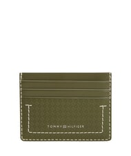 TOMMY HILFIGER TH MICRO FLAG porte-cartes en cuir plat bois d'olivier - Portefeuilles Homme - 1