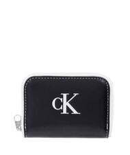 CALVIN KLEIN CONTRAST CK Petit portefeuille sur noir - Portefeuilles Femme - 1