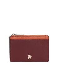 TOMMY HILFIGER TH ICON Portefeuille pour femme velours bordeaux - Portefeuilles Femme - 1