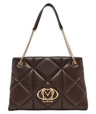 LOVE MOSCHINO EMBOSSED QUILTED Sac bandouli&egrave;re &agrave; double poign&eacute;e brun - Sacs pour Femme - 1