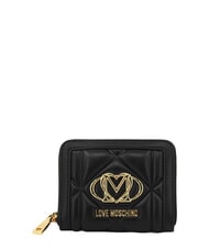 LOVE MOSCHINO EMBOSSED QUILTED Portefeuille moyen, fermeture &eacute;clair Noir - Portefeuilles Femme - 1