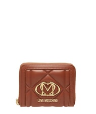 LOVE MOSCHINO EMBOSSED QUILTED Portefeuille moyen, fermeture &eacute;clair brun - Portefeuilles Femme - 1
