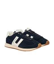 ARMANI EXCHANGE ROUND Baskets en cuir bleu marine fonc&eacute; + blanc cass&eacute; - Chaussures Homme - 1