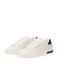 ARMANI EXCHANGE A|X Baskets en cuir blanc cass&eacute; + noir - Chaussures Femme - 1