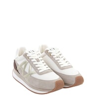 ARMANI EXCHANGE ROYALE SUEDE AIR MESH Baskets sable et blanc cass&eacute; - Chaussures Femme - 1