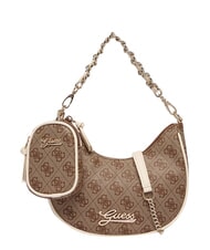 GUESS GIRL Sac bandouli&egrave;re avec cha&icirc;ne 4g aop beige blanc - Sacs pour Femme - 1