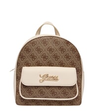 GUESS GIRL Sac &agrave; dos avec poche avant 4g aop beige blanc - Sacs pour Femme - 1