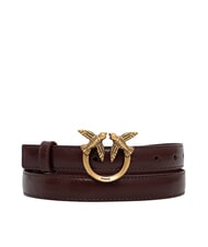 PINKO LOVE BERRY ceinture en cuir brun fonc&eacute; or antique - Ceintures - 1