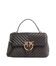 PINKO CLASSIC LADY LOVE BAG sac &agrave; chevrons marasca brun-or antique - Sacs pour Femme - 1
