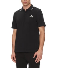 ADIDAS SMALL LOGO Polo &agrave; manches courtes, pur coton noir - chemise polo - 1