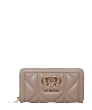 LOVE MOSCHINO EMBOSSED QUILTED Grand portefeuille zipp&eacute; sable - Portefeuilles Femme - 1