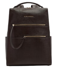 PIQUADRO W140 Sac &agrave; dos en cuir pour ordinateur portable 14 pouces pour femme MARRON - Sacs &agrave; dos pour ordinateur portable - 1