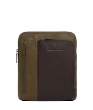 PIQUADRO BLACK SQUARE  Sac plat en cuir vert / marron fonc&eacute; - Sacs en Bandouli&egrave;res pour Homme - 1