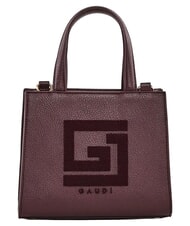 GAUD&Igrave; EMILY FLOCK Mini sac cabas avec logo et bandouli&egrave;re Bourgogne - Sacs pour Femme - 1