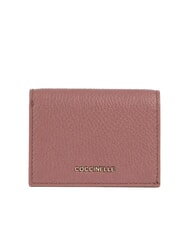 COCCINELLE METALLIC SOFT Portefeuille compact en cuir Rose d'hiver - Portefeuilles Femme - 1